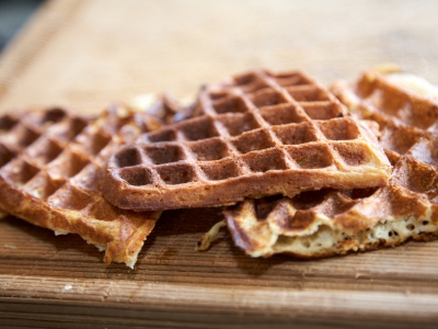 Wafle On Wooden Cutting Board